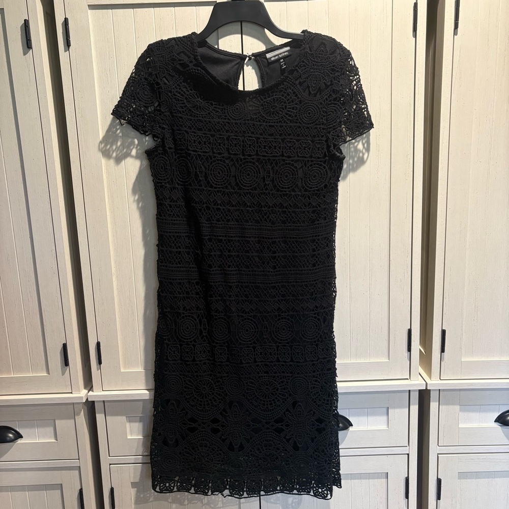 Allison Brittney Black Lace Sheath Mini Dress